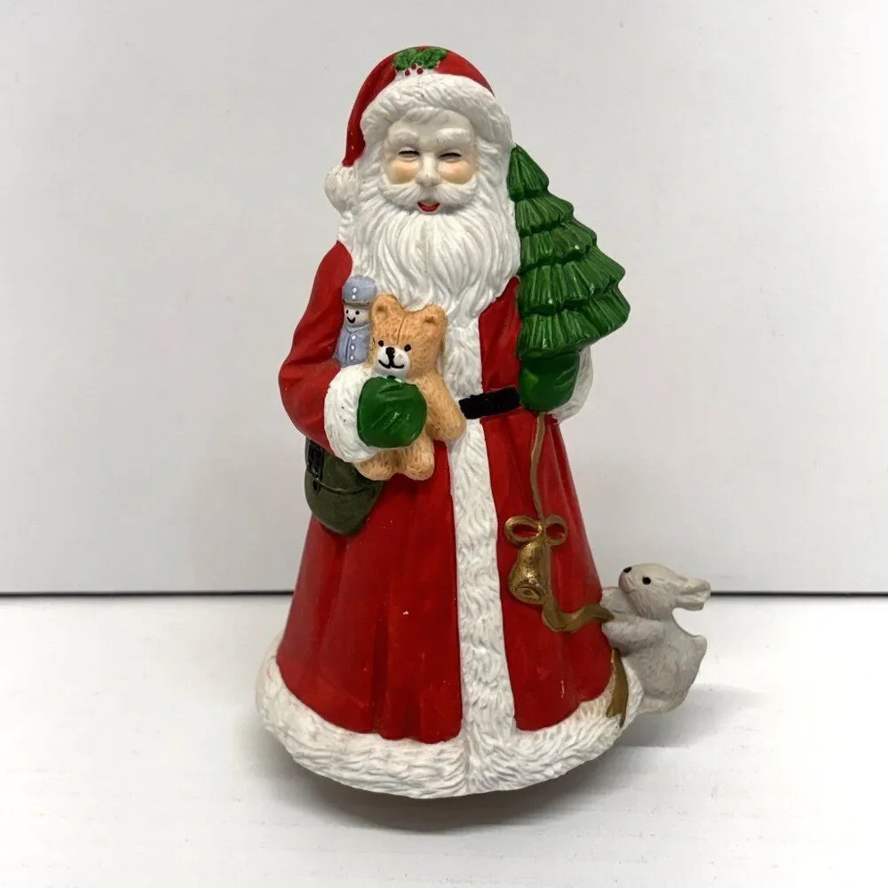 Vtg Christmas Porcelain Santa Wind-Up Plays 